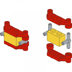 Pneumatic T with Plate 1x4 Offset
