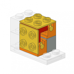 Panel 1 x 2 x 1 enclosed by Hinge 2 x 2 Tops
